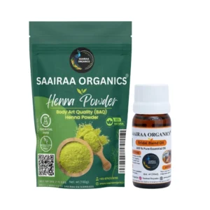 BAQ Bridal Henna Powder (Five Filter) 100g with Essential Oil 30ml Combo (Make 15 to 16 Cones) - Bridal Blend